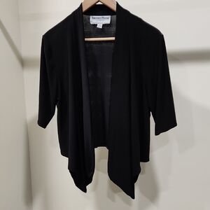 ANOTHER THYME Black Open-Front Draped Cardigan
